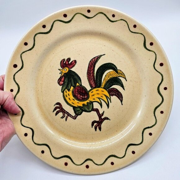 Metlox Other - Metlox Poppytrail MCM California Pottery Rooster 10" Dinner Dish Country Rustic
